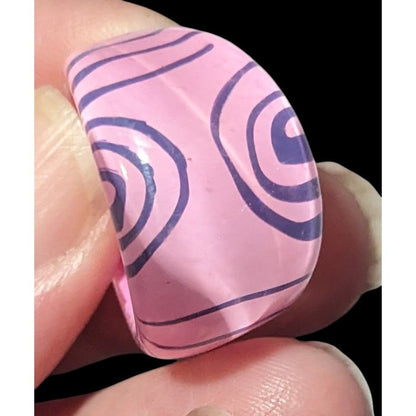 Bubblegum Pink And Purple Abstract Swirl Retro Chunky Ring Size 7