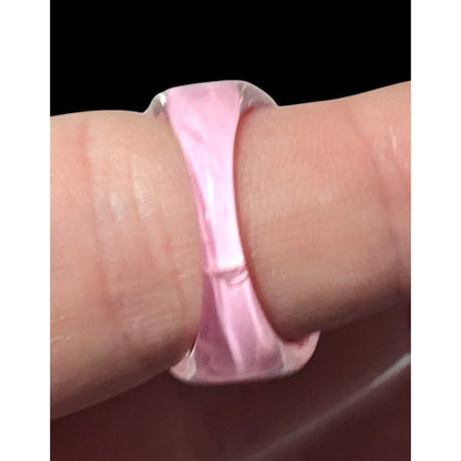 Bubblegum Pink And Purple Abstract Swirl Retro Chunky Ring Size 7