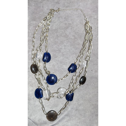 Avon Blue And Silver Chain Necklace