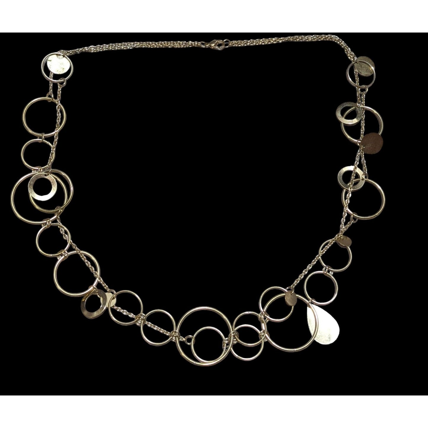 Retro Mod Gold Chain Hoop And Charm Necklace