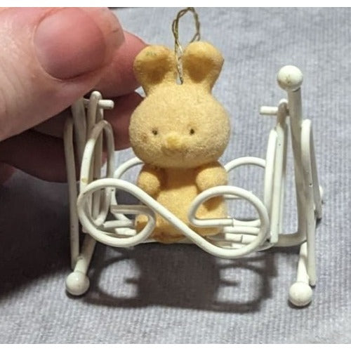 Vintage Avon Bunny In Cradle Ornament