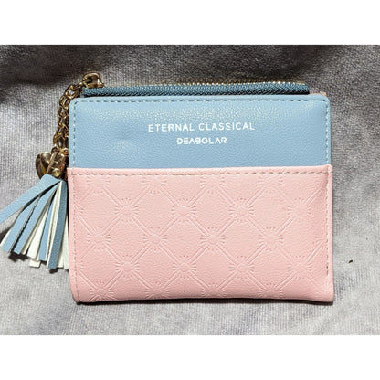 Pink And Blue Zip Wallet