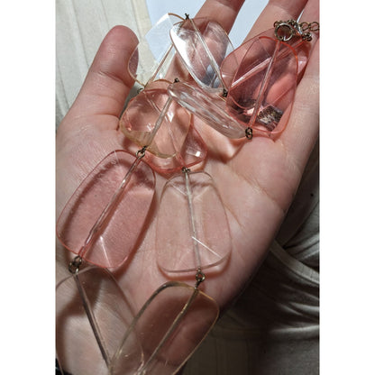 Chunky Pink And Clear Gemmed Statement Necklace