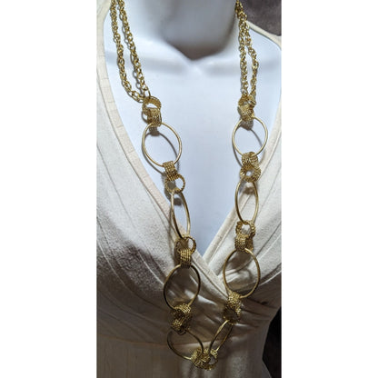 Gold Ring Decorative Chain Link Necklace