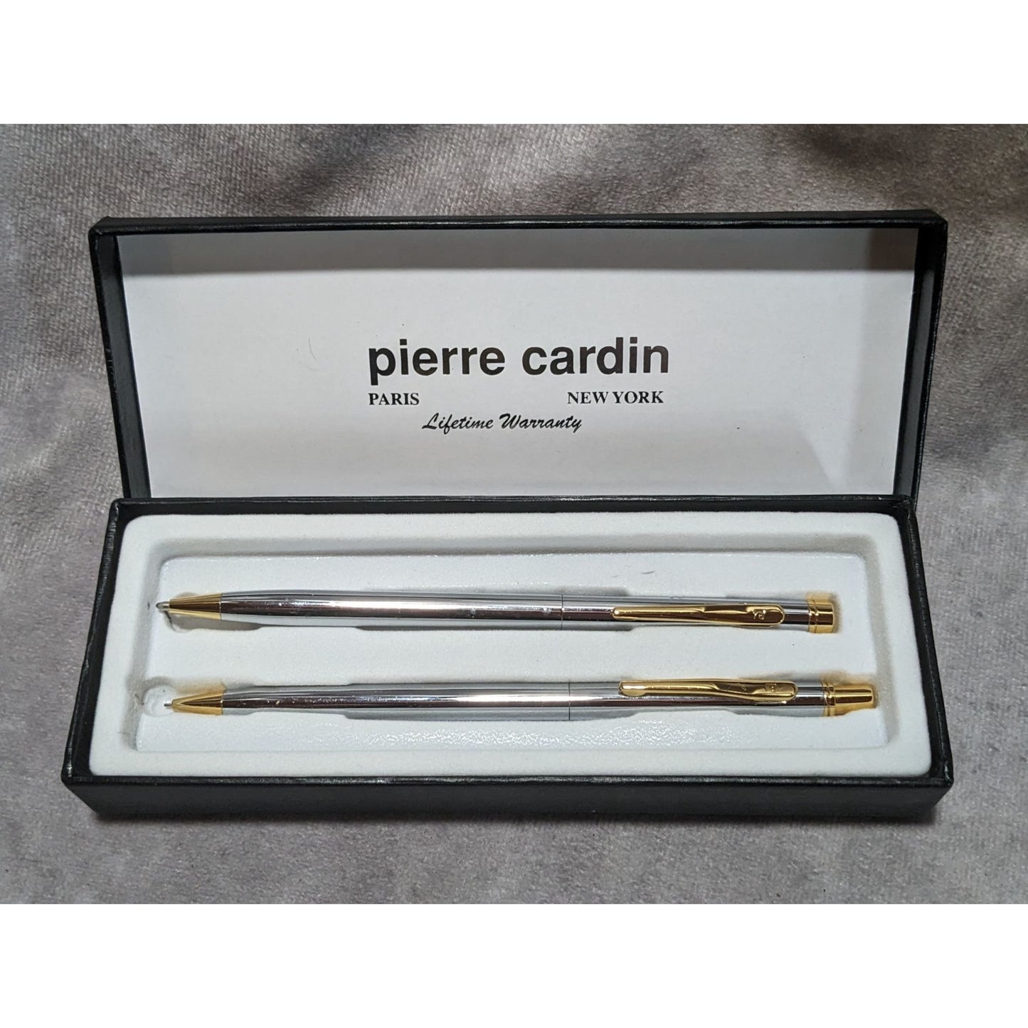 Vintage Pierre Cardin Slim Silver And Gold Writing Set
