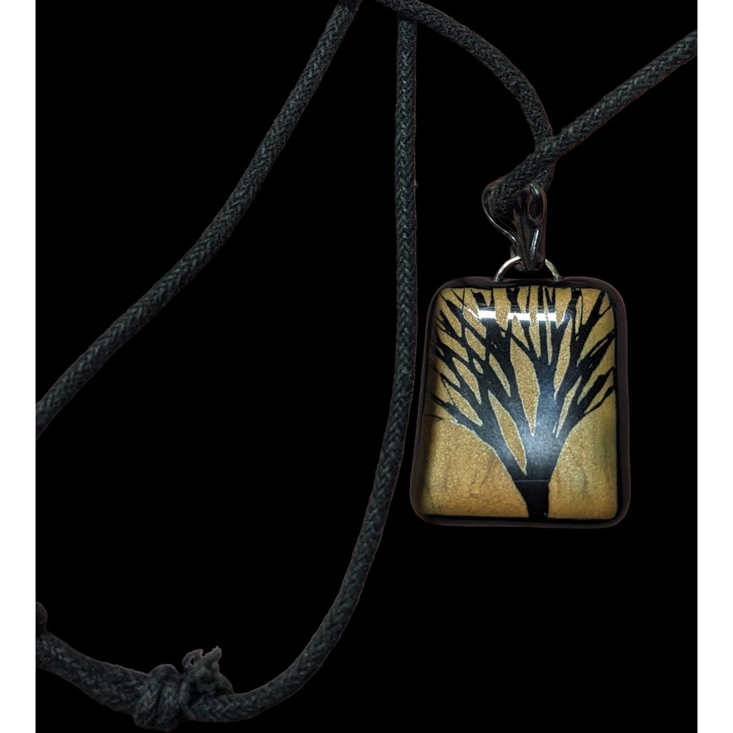 Nature Inspired Painted Tree Glass Pendant Necklace