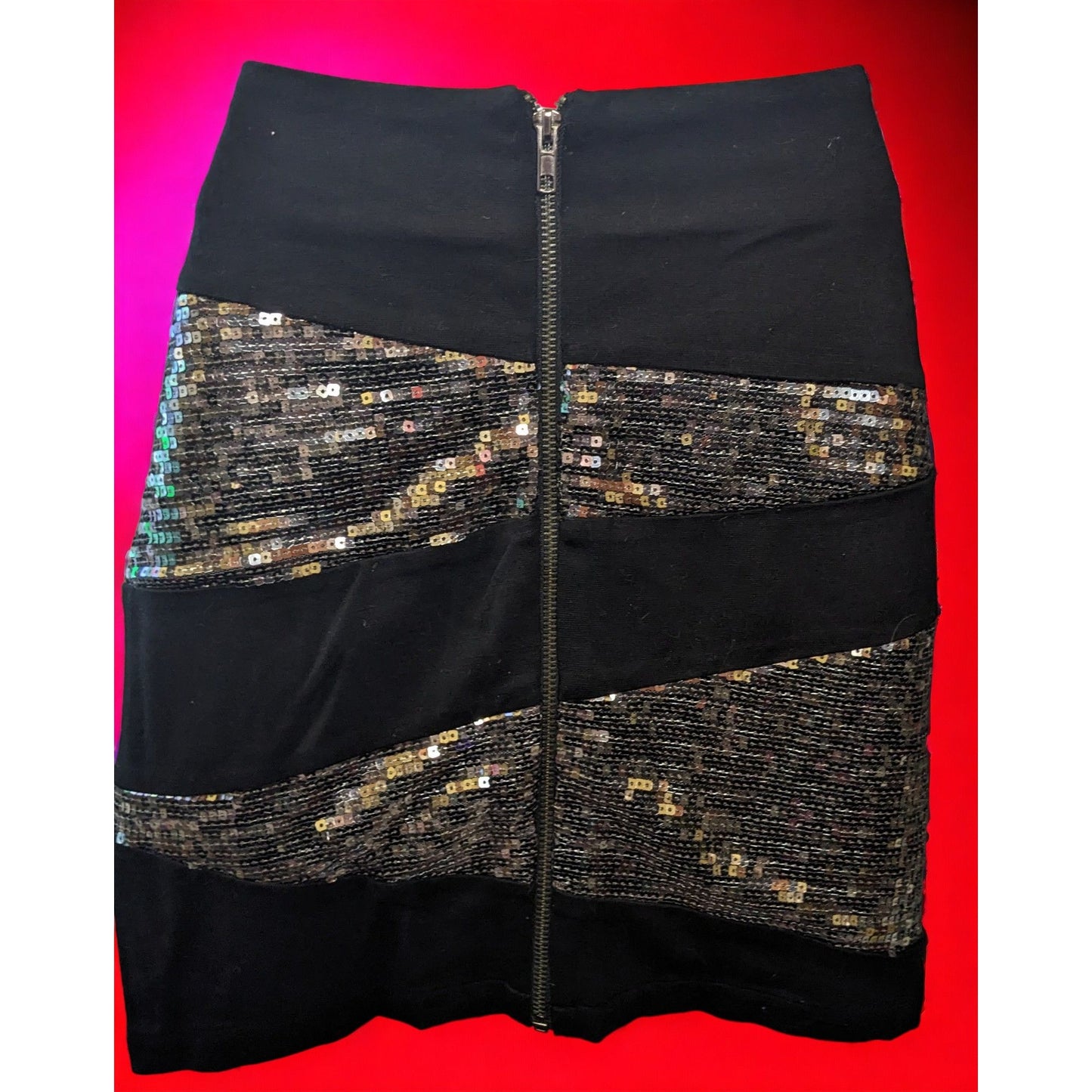 Forever 21 Black And Silver Sequin Skirt