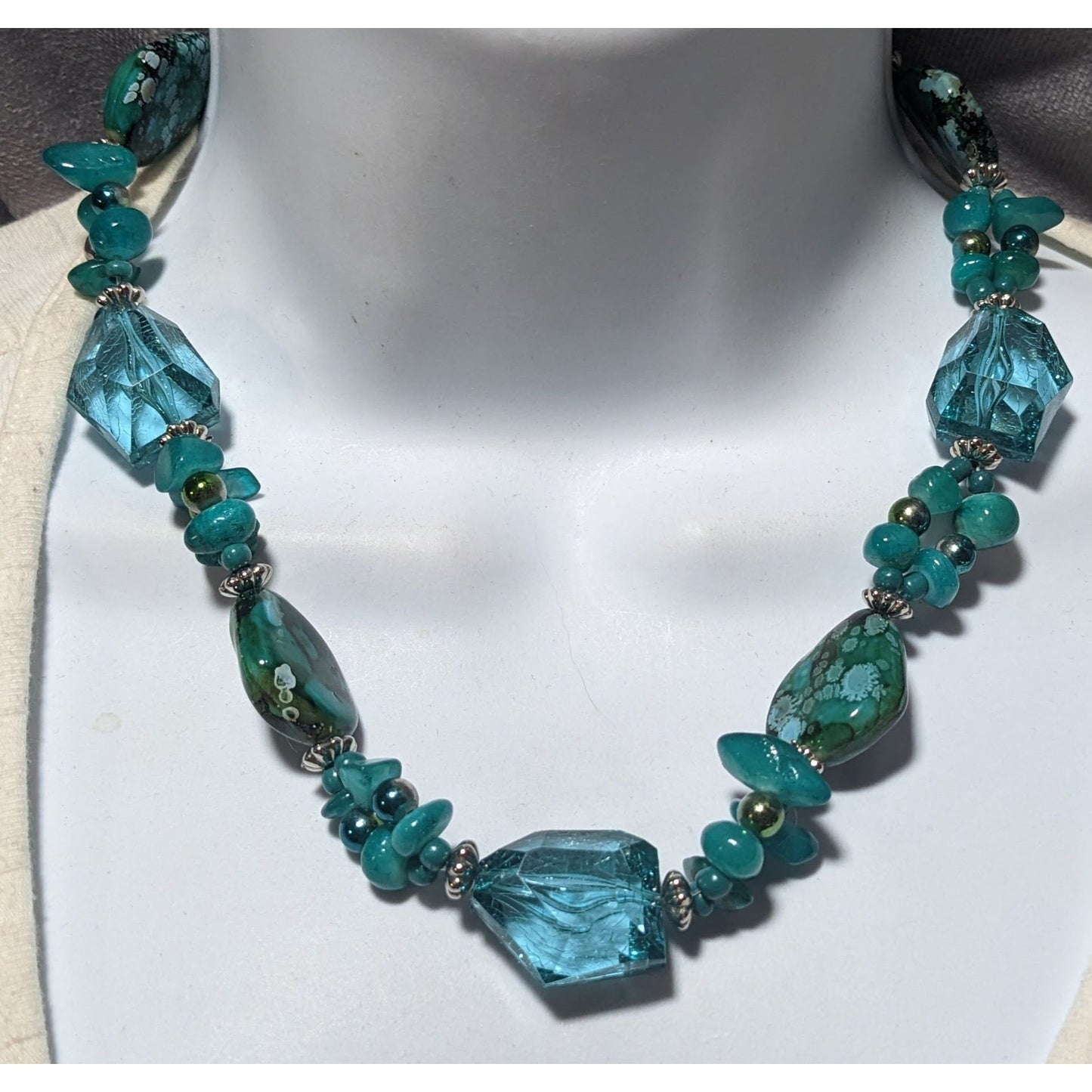 Chunky Turquoise Abstract Beaded Necklace