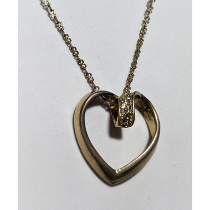 Open Heart-Shaped Rhinestone Pendant Necklace