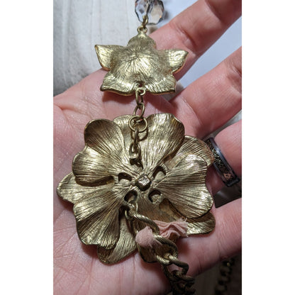 Vintage Glam Gold Floral Statement Necklace