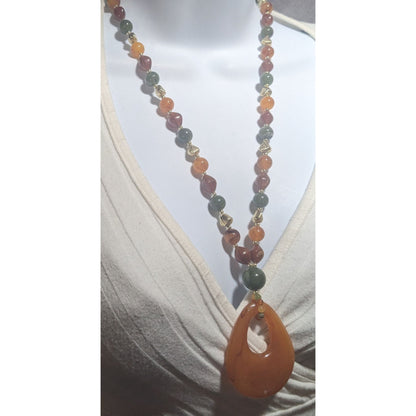 Autumn Beaded Pendant Necklace