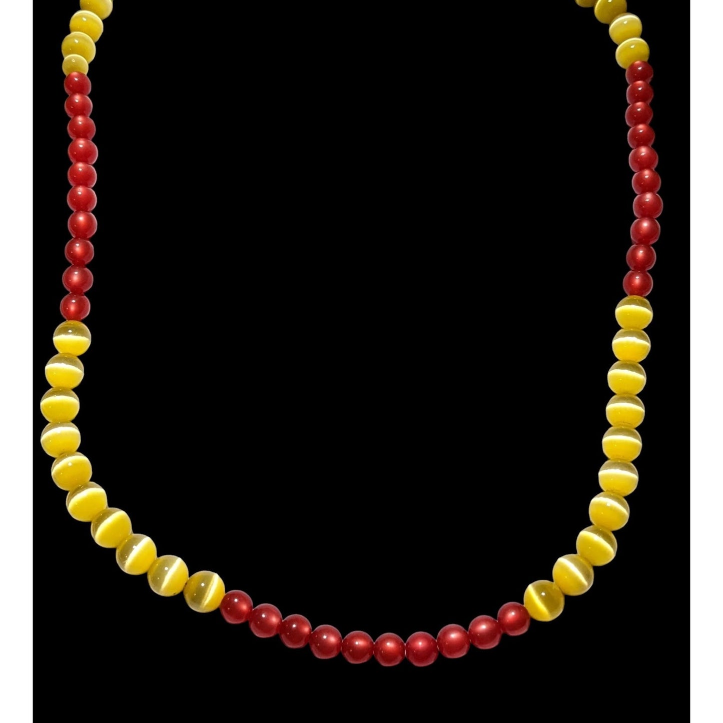 Red And Yellow Cat Eye Necklace