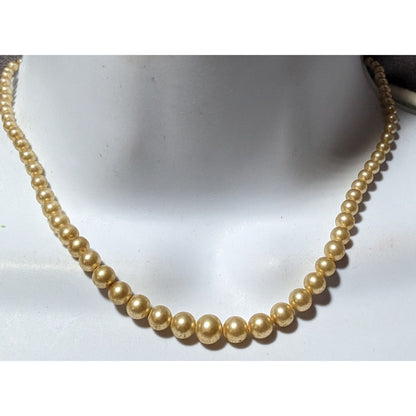 Vintage Gold Graduated Faux Pearl Necklace