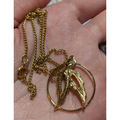 Gold Feather Pendant Necklace