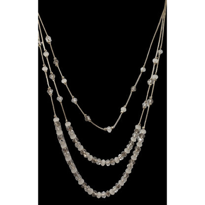 Multilayer Clear And White Glass Beaded Necklace