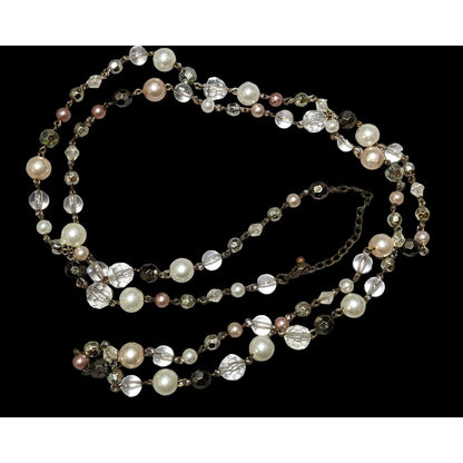 Glam Metallic Beaded Opera Length Necklace