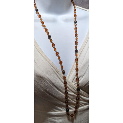 Retro 80s Brown And Gold Beaded Necklace