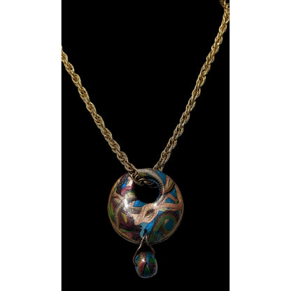 Handmade Abstract Rainbow Squiggle Pendant Necklace