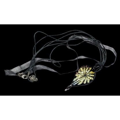 Handmade Teardrop Twist Glass Floral Pendant Necklace