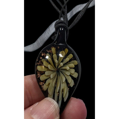 Handmade Teardrop Twist Glass Floral Pendant Necklace