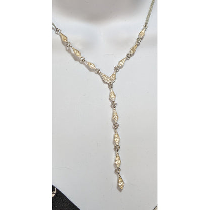 Vintage Napier Y Drop Bridal Necklace With Rhinestone Accents