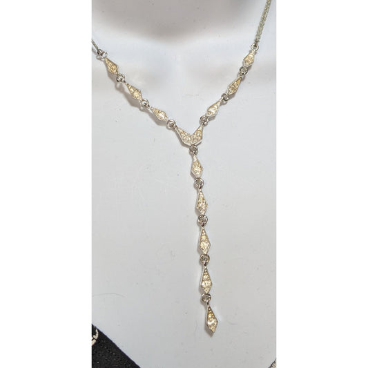 Vintage Napier Y Drop Bridal Necklace With Rhinestone Accents