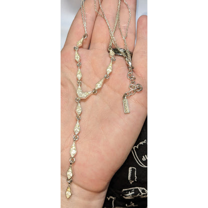 Vintage Napier Y Drop Bridal Necklace With Rhinestone Accents