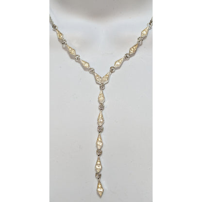 Vintage Napier Y Drop Bridal Necklace With Rhinestone Accents