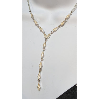 Vintage Napier Y Drop Bridal Necklace With Rhinestone Accents