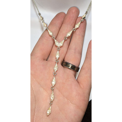 Vintage Napier Y Drop Bridal Necklace With Rhinestone Accents