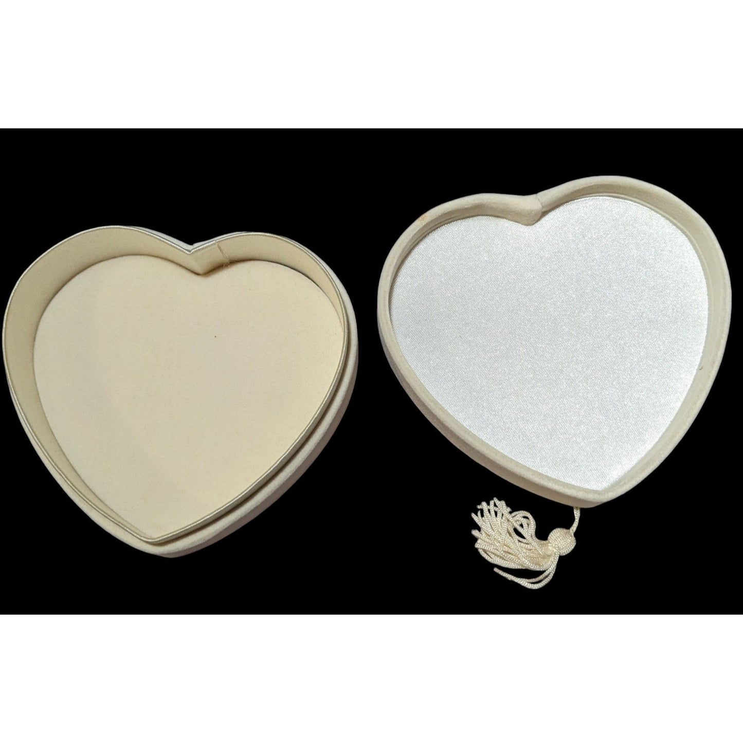 Coquette Regency Velvet Pearl White Heart Trinket Box