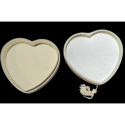 Coquette Regency Velvet Pearl White Heart Trinket Box