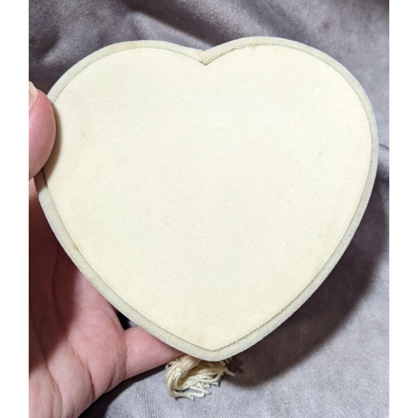 Coquette Regency Velvet Pearl White Heart Trinket Box