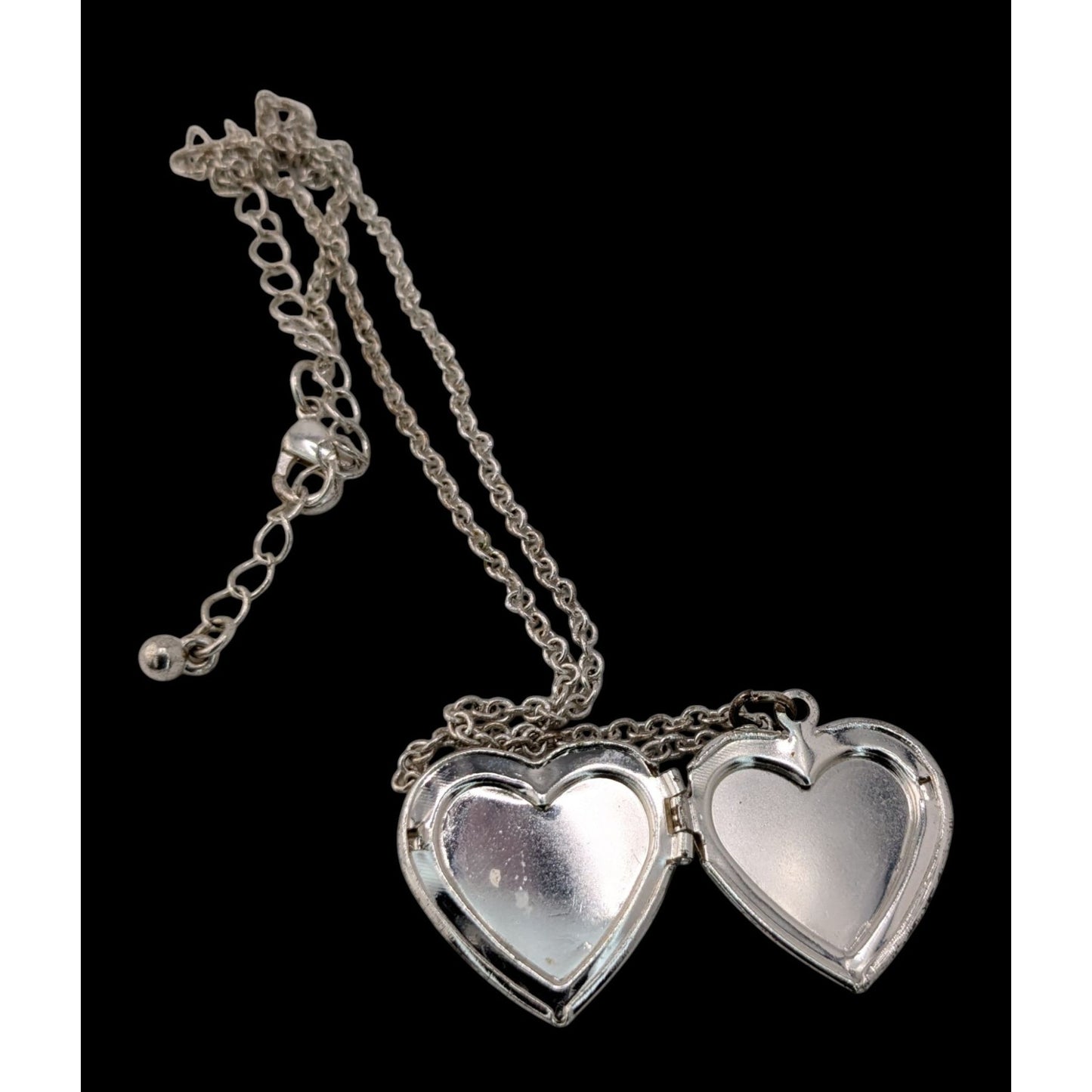 Heart Locket Necklace Rainbow Rhinestone Silver Tone Statement Pendant Cute Y2K Jewelry