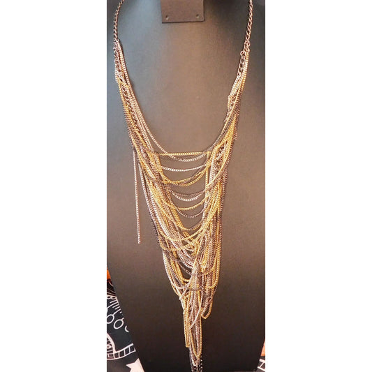 Glam Rock Multi Metallic Layered Chain Necklace