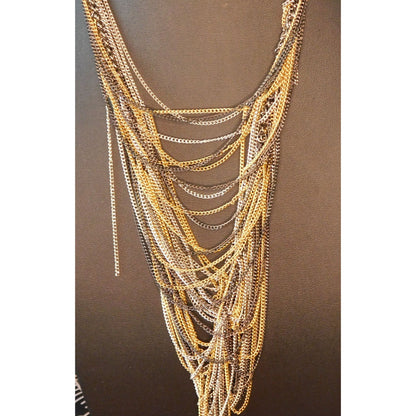 Glam Rock Multi Metallic Layered Chain Necklace