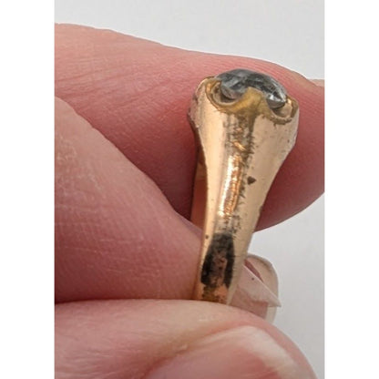 Vintage 18K Gold Plated Ring With Clear Stone Size 7