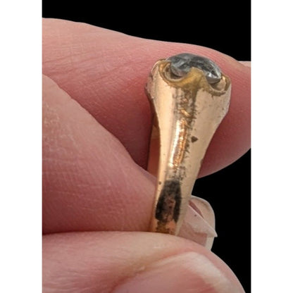 Vintage 18K Gold Plated Ring With Clear Stone Size 7