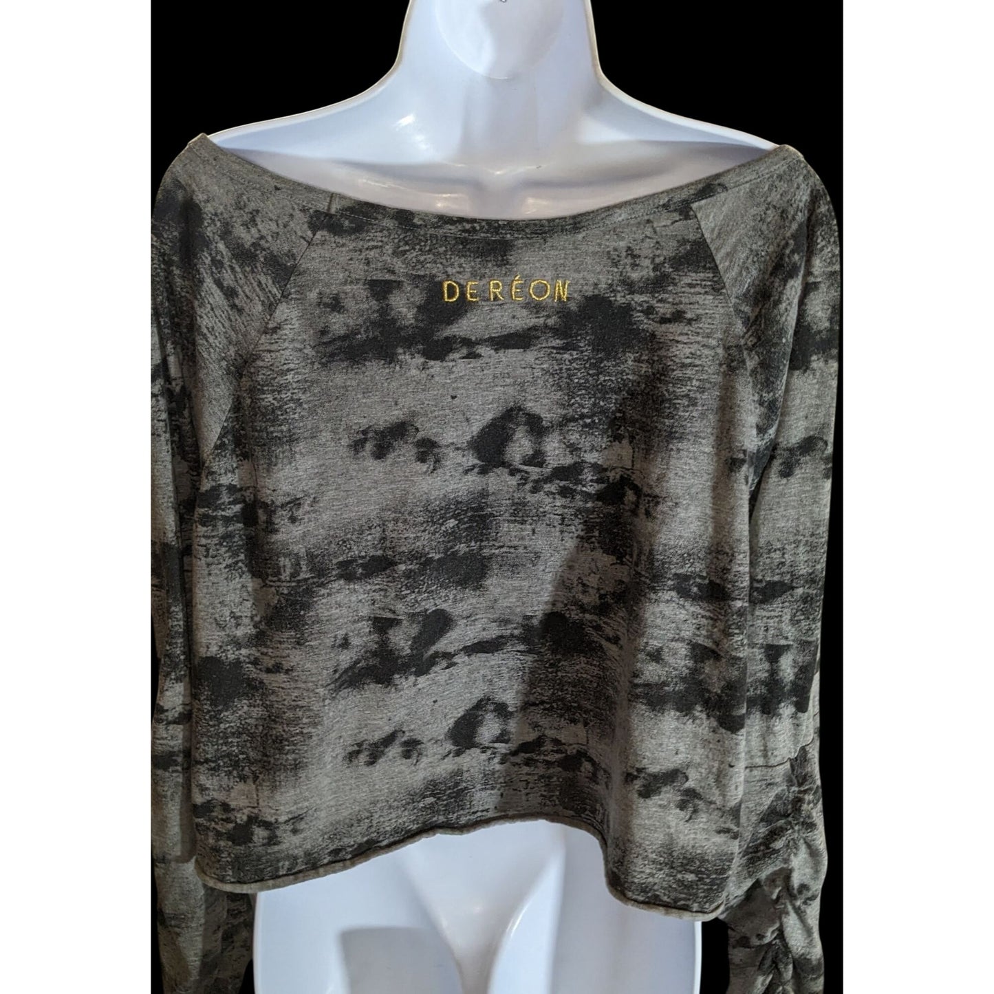 Dereon Studded Cropped Shirt Black Grey Slouchy Streetwear Top