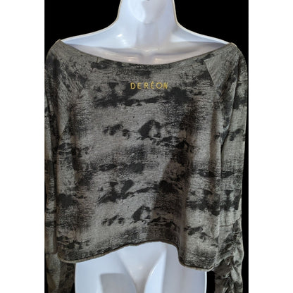 Dereon Studded Cropped Shirt Black Grey Slouchy Streetwear Top