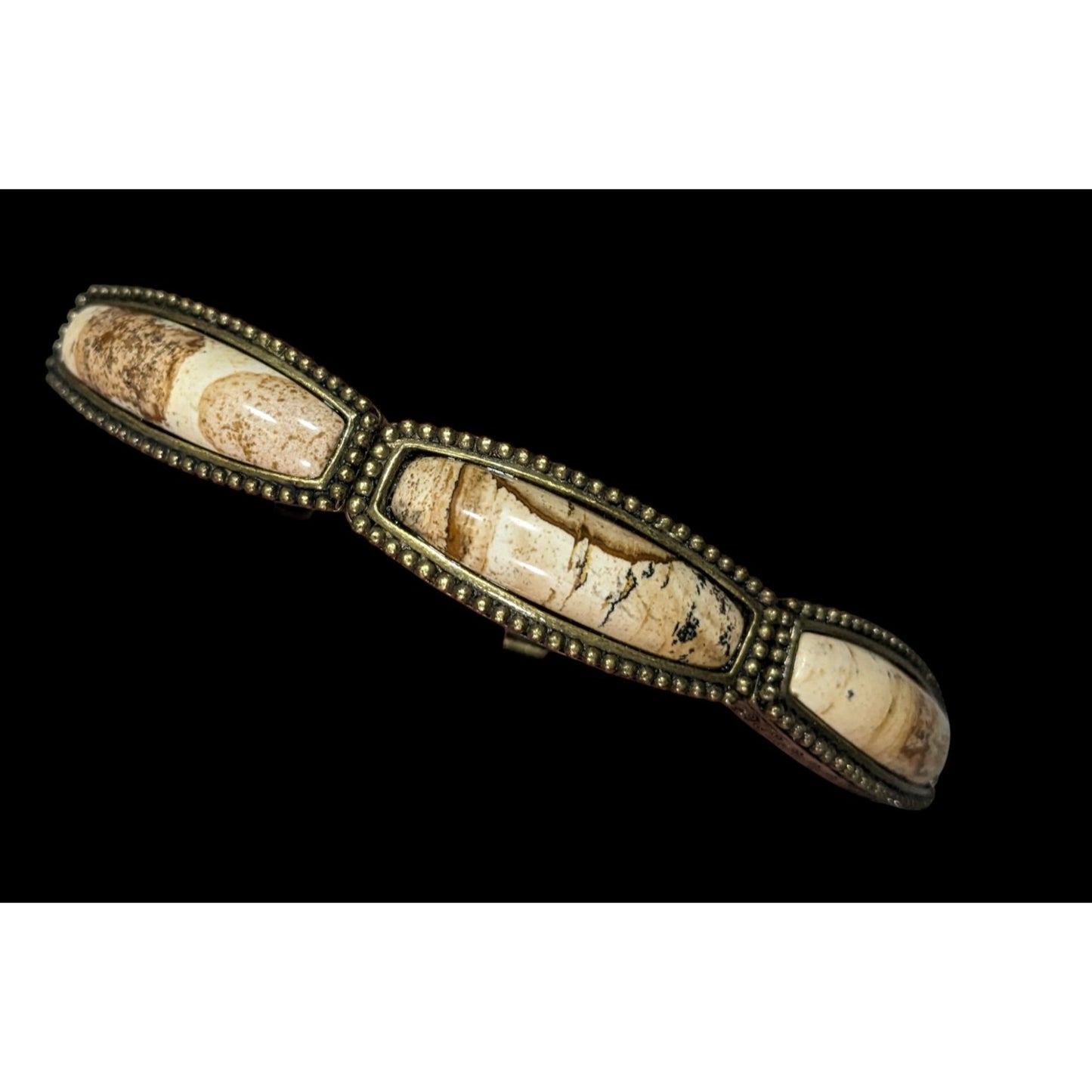 Vintage Lia Sophia Natural Stone And Gold Tone Stretch Bracelet