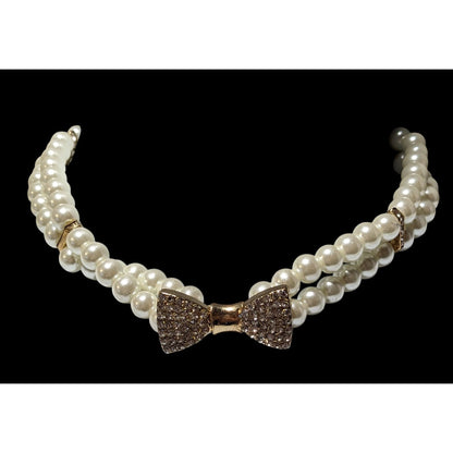 Vintage Coquette Rhinestone Faux Pearl Stretch Choker