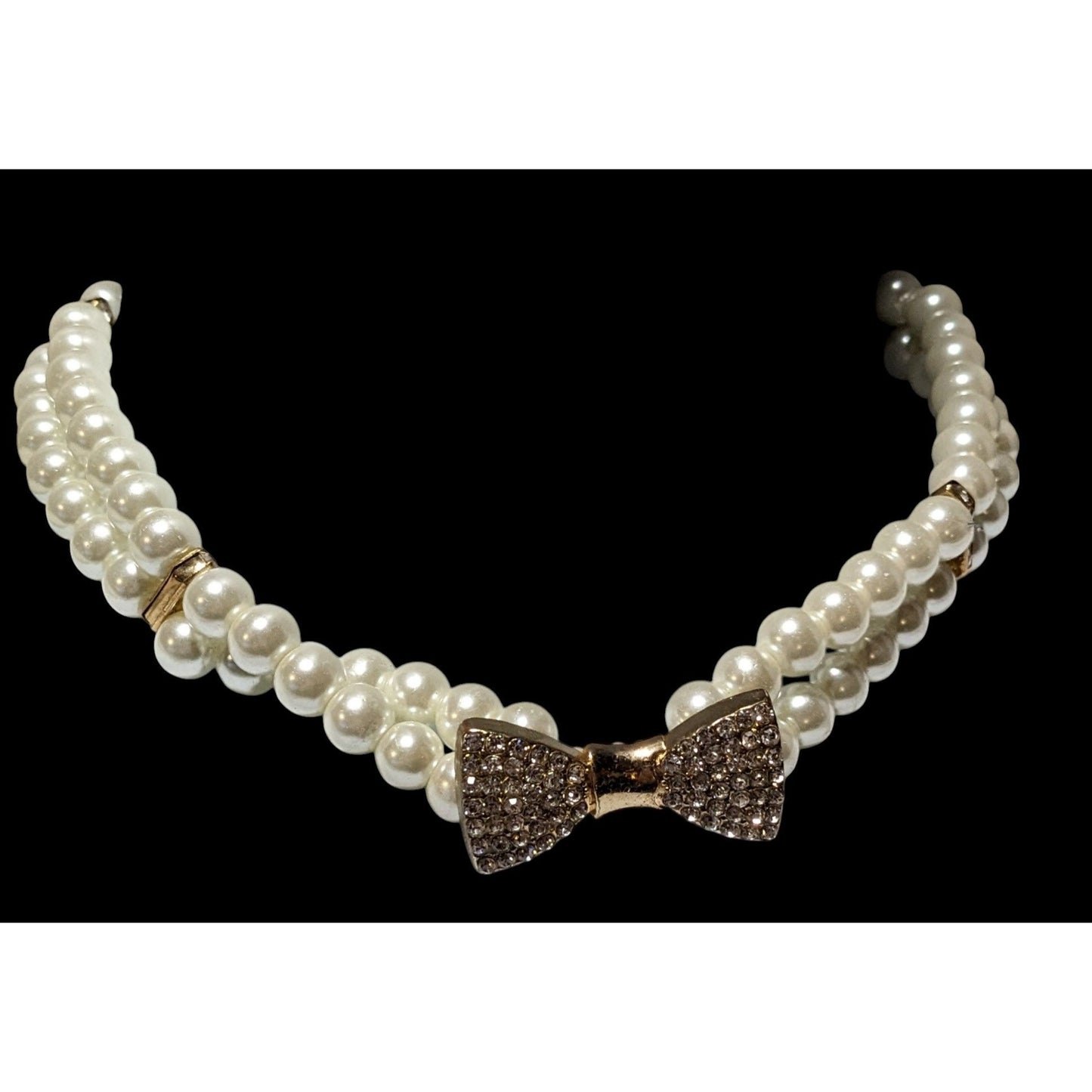 Vintage Coquette Rhinestone Faux Pearl Stretch Choker