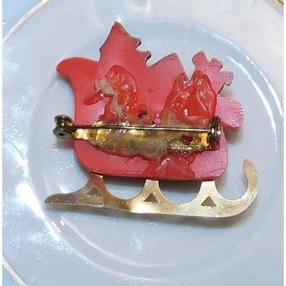 Vintage 80s Hallmark Sleigh With Presents Brooch