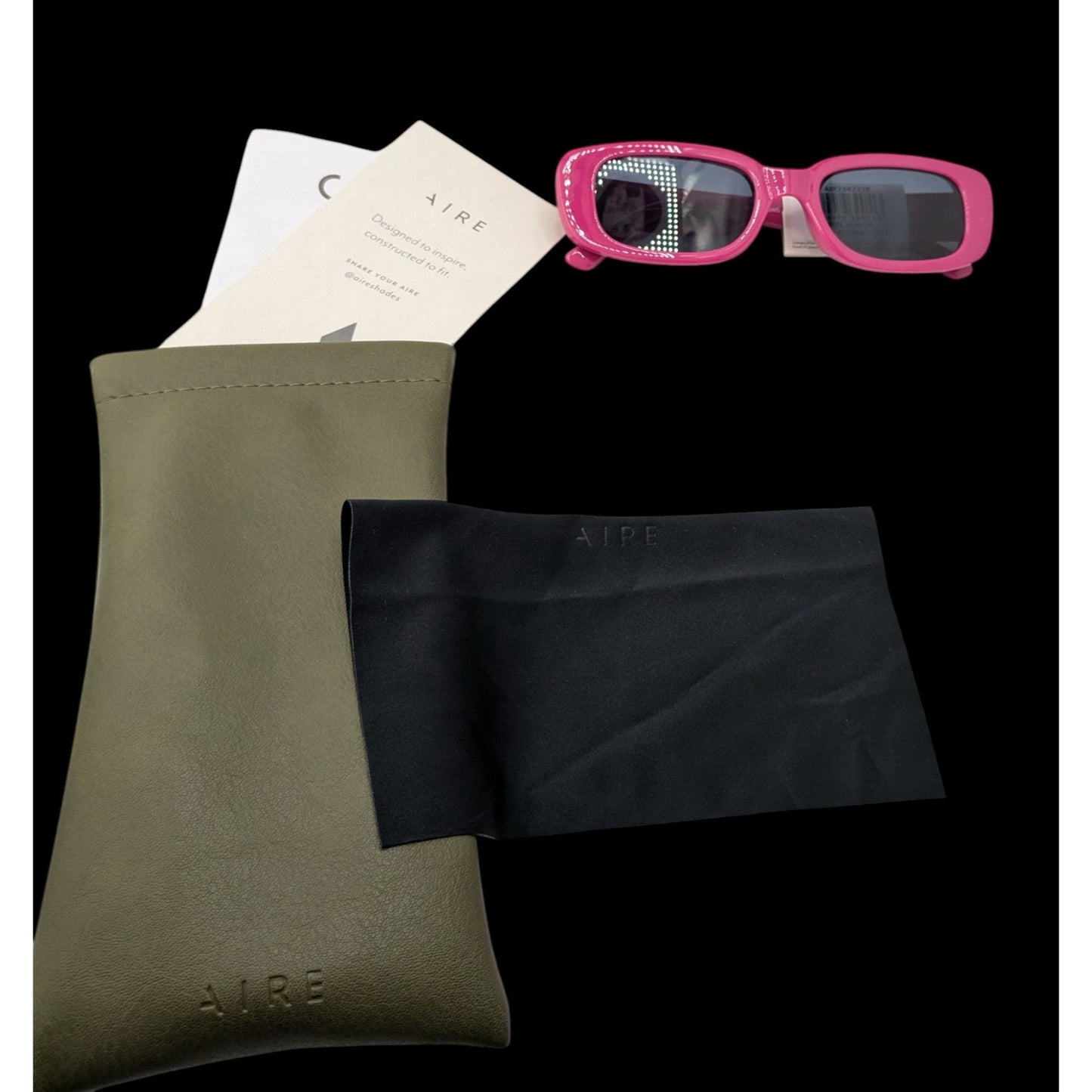 Aire Ceres Fuchsia Sunglasses With Case Microfiber Cloth & Booklet 51mm Lenses 23mm Bridge 150mm Temples