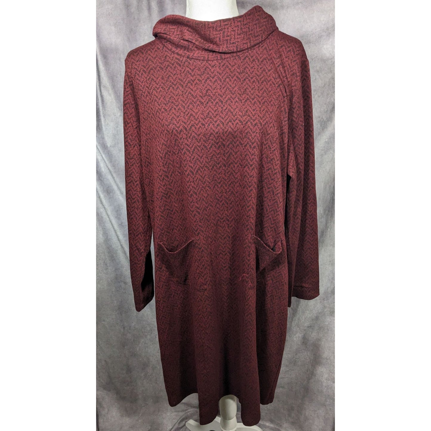 Appleseeds Red Cowl Neck Tunic Style Sweat Dress With Pockets