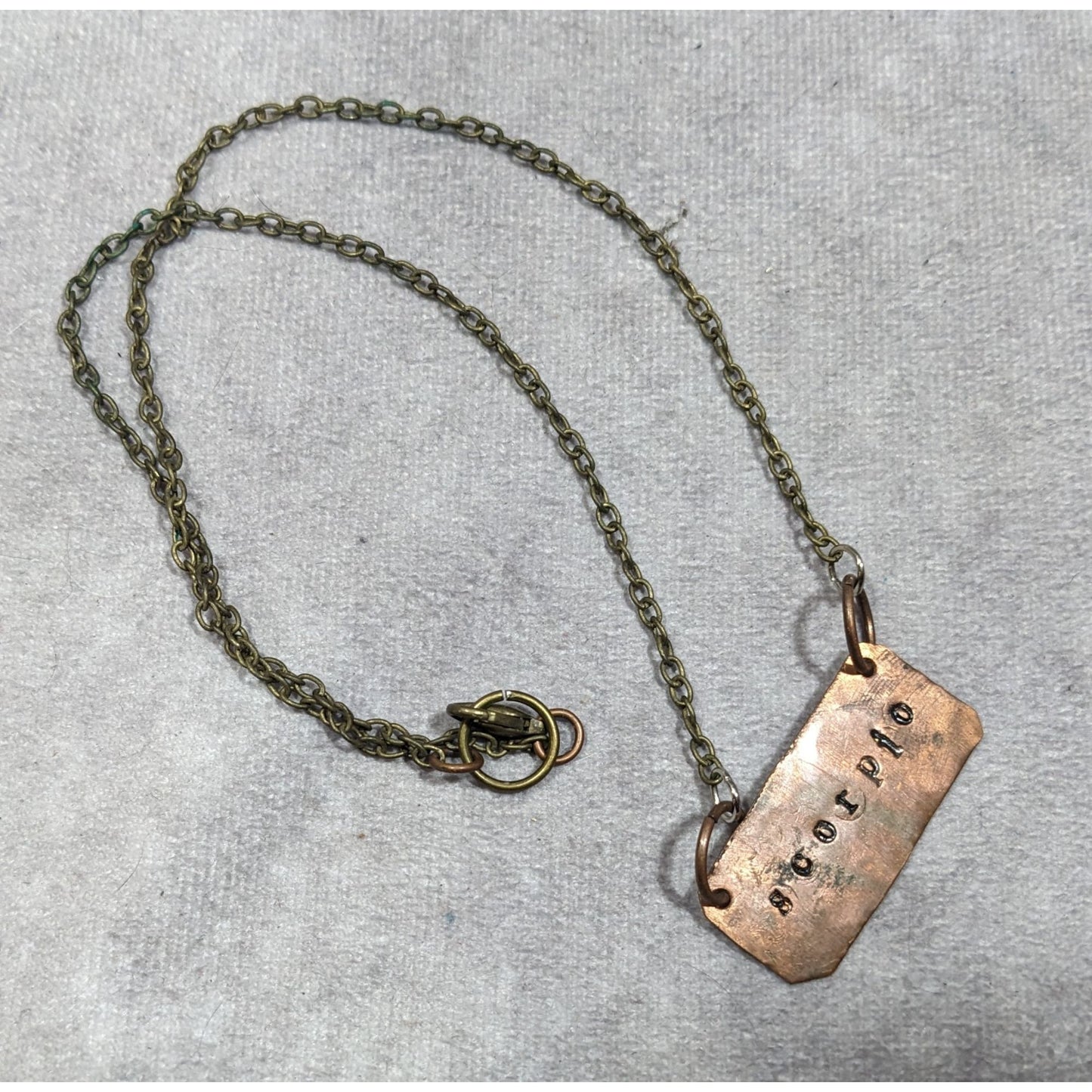 Handmade Rustic Hammered Copper Scorpio Pendant Necklace