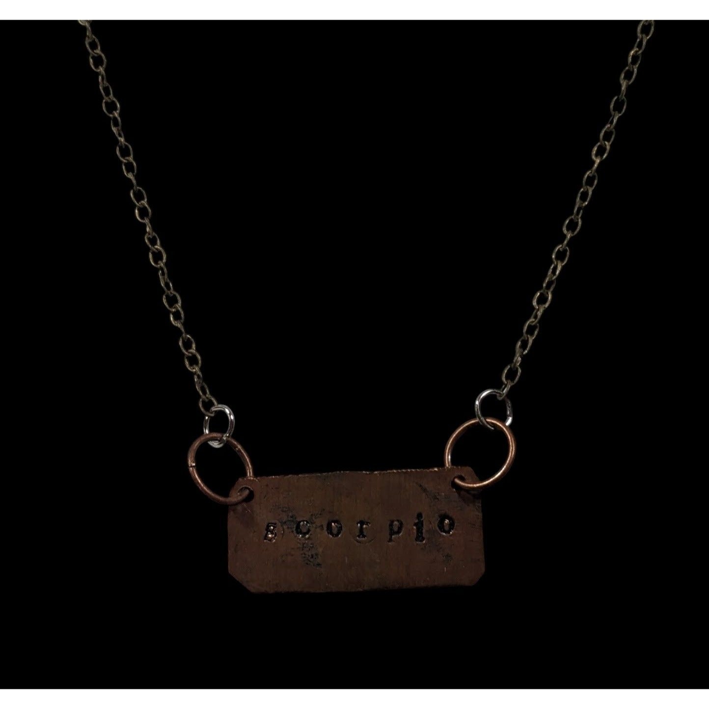 Handmade Rustic Hammered Copper Scorpio Pendant Necklace
