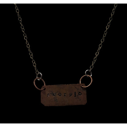 Handmade Rustic Hammered Copper Scorpio Pendant Necklace