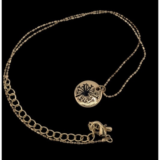 Minimalist Cottagecore Gold Tone Dandelion Pendant Necklace